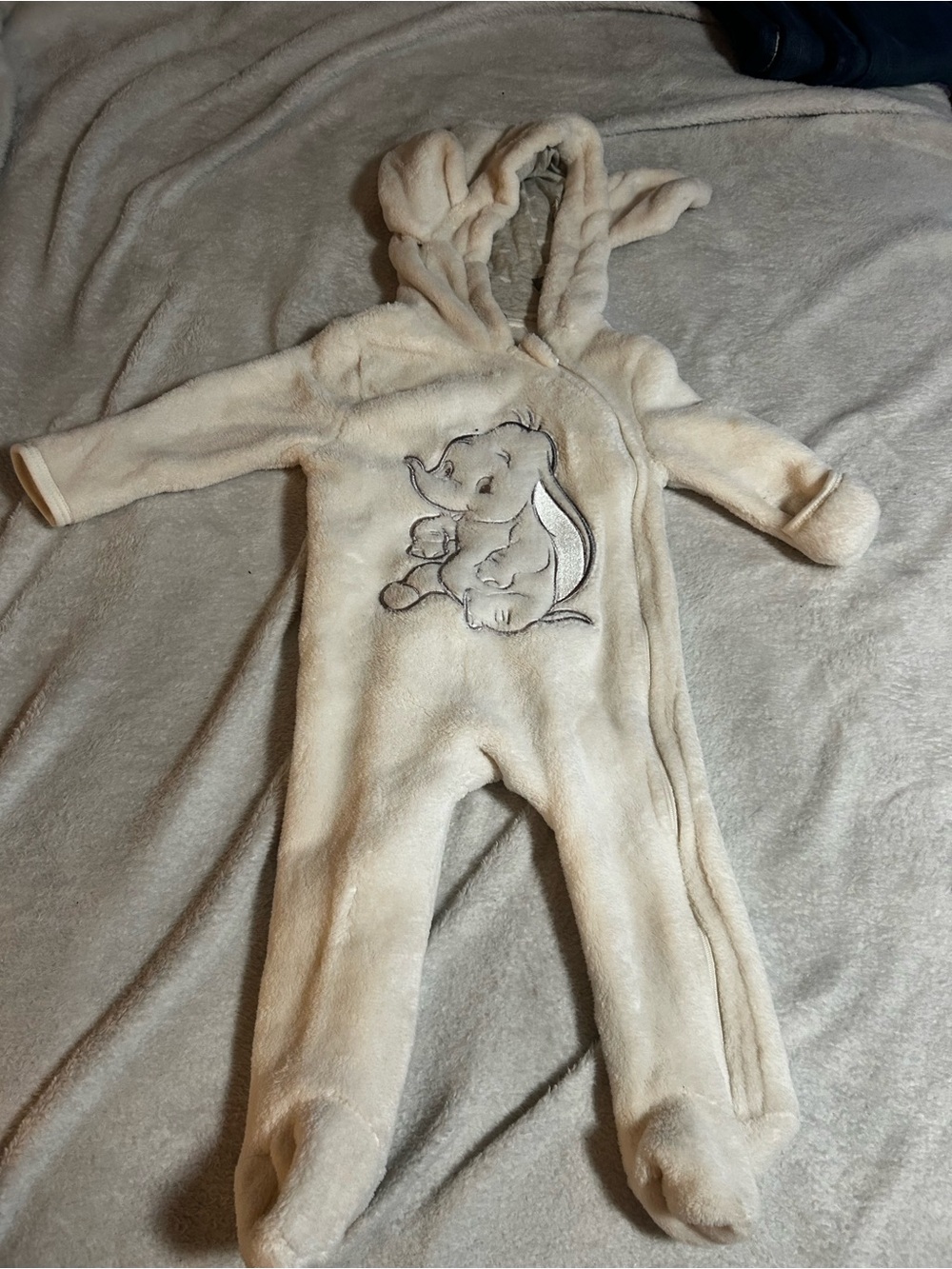 Carter's Cream Fleece Baby One-Piece with Elephant Applique